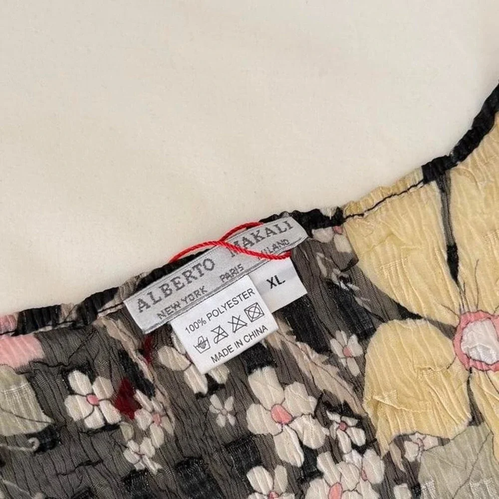 alberto makali black‎ floral vintage blouse xl - Picture 3 of 4